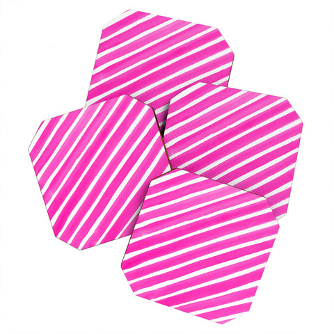 Rebecca Allen Pretty In Stripes Pink Coaster Set