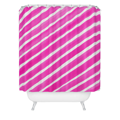 Rebecca Allen Pretty In Stripes Pink Shower Curtain