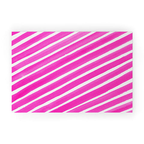 Rebecca Allen Pretty In Stripes Pink Welcome Mat