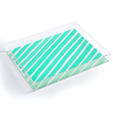 Rebecca Allen Pretty In Stripes Turquoise Acrylic Tray