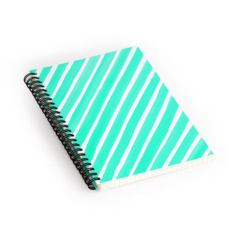 Rebecca Allen Pretty In Stripes Turquoise Spiral Notebook