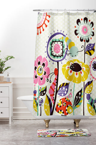 Rebekah Ginda Design Caterpillar Shower Curtain And Mat