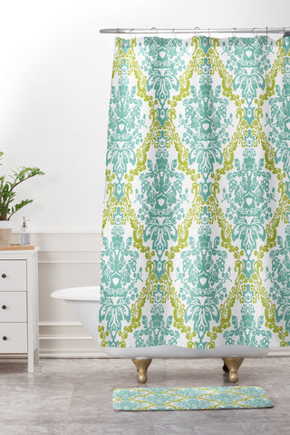 Rebekah Ginda Design Lovely Damask Shower Curtain And Mat