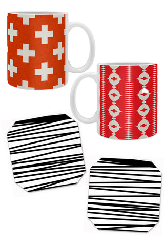 Black and Red Mug and Coaster Set