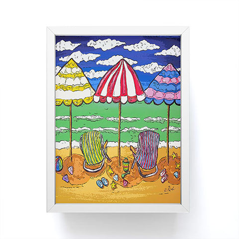 Renie Britenbucher 3 Beach Umbrellas Framed Mini Art Print