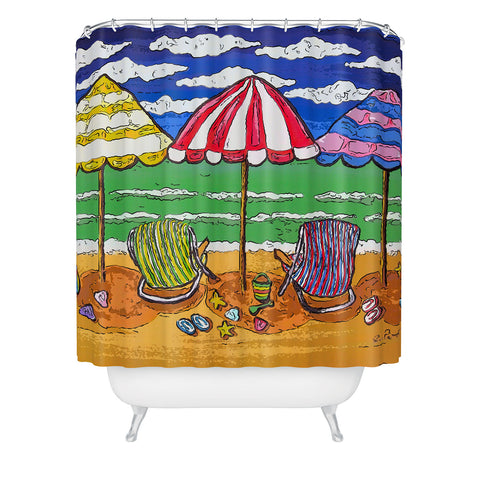 Renie Britenbucher 3 Beach Umbrellas Shower Curtain