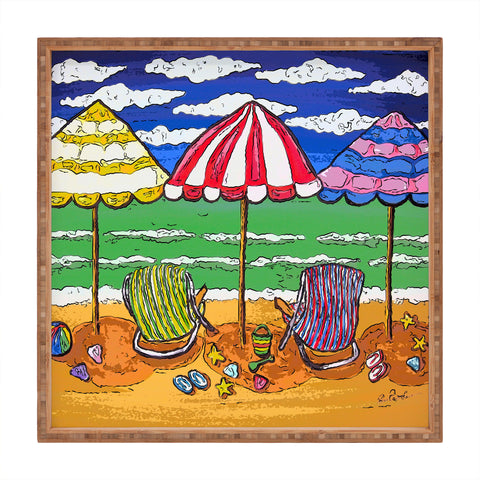 Renie Britenbucher 3 Beach Umbrellas Square Tray
