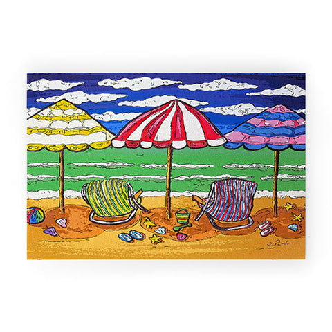 Renie Britenbucher 3 Beach Umbrellas Welcome Mat