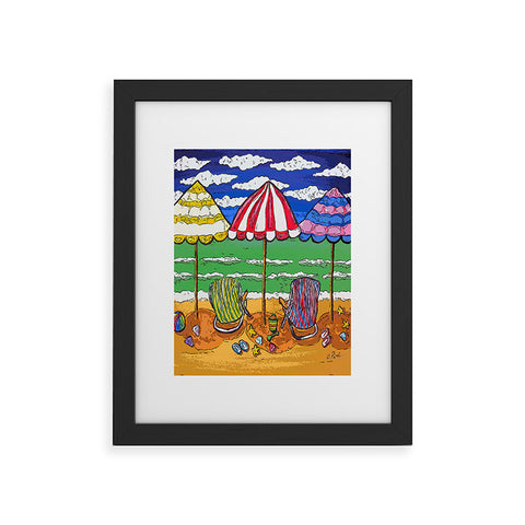 Renie Britenbucher 3 Beach Umbrellas Framed Art Print