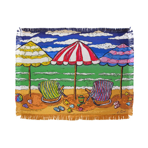Renie Britenbucher 3 Beach Umbrellas Throw Blanket