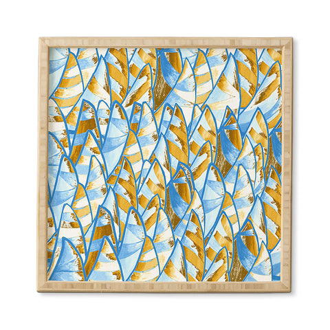 Renie Britenbucher Abstract Sailboats Blue Tan Framed Wall Art