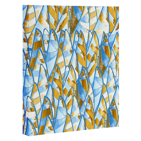 Renie Britenbucher Abstract Sailboats Blue Tan Art Canvas