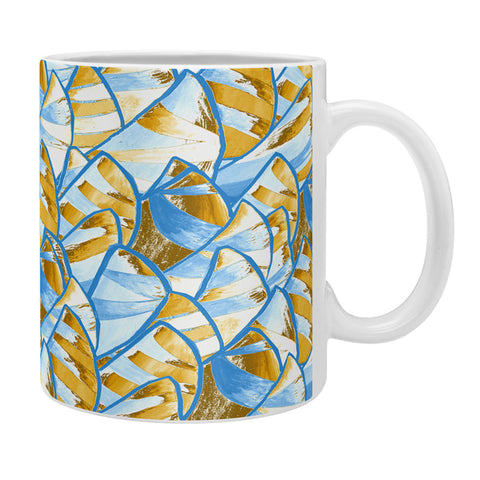 Renie Britenbucher Abstract Sailboats Blue Tan Coffee Mug