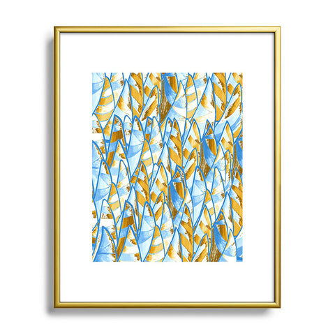 Renie Britenbucher Abstract Sailboats Blue Tan Metal Framed Art Print