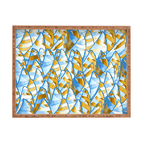 Renie Britenbucher Abstract Sailboats Blue Tan Rectangular Tray