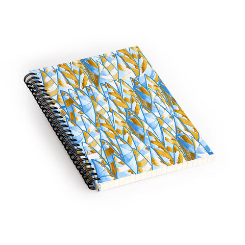 Renie Britenbucher Abstract Sailboats Blue Tan Spiral Notebook