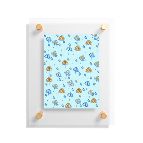 Renie Britenbucher Beach Umbrellas And Starfish Light Blue Floating Acrylic Print