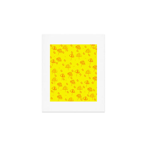 Renie Britenbucher Beach Umbrellas And Starfish Yellow Art Print