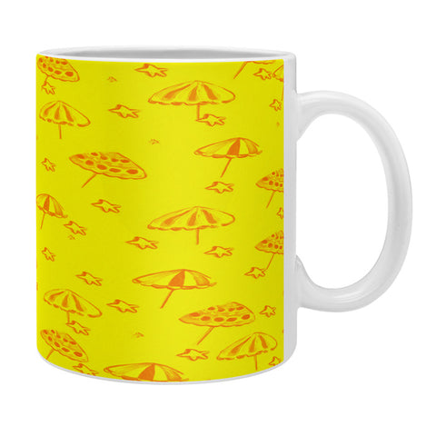 Renie Britenbucher Beach Umbrellas And Starfish Yellow Coffee Mug