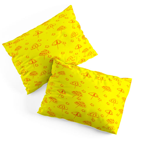 Renie Britenbucher Beach Umbrellas And Starfish Yellow Pillow Shams
