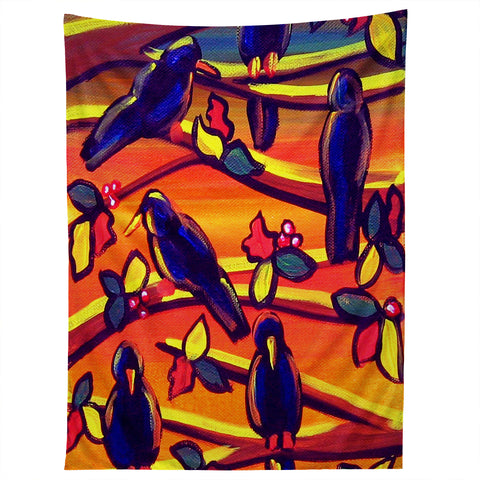 Renie Britenbucher Crows in Sunset Tapestry