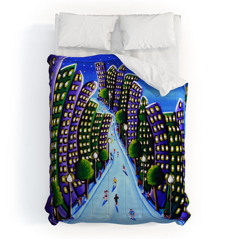 Renie Britenbucher Emerald And Purple City Comforter
