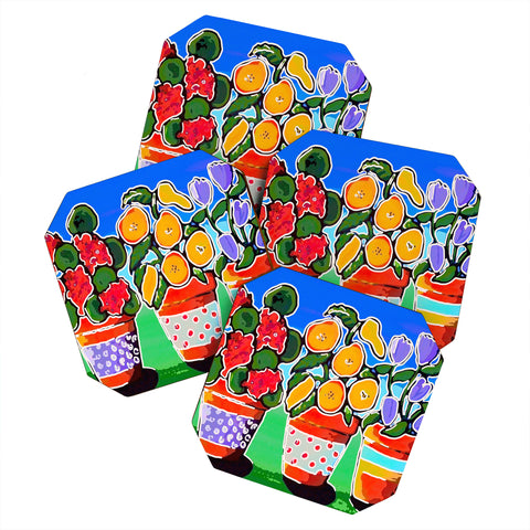 Renie Britenbucher Flower Pot Trio Coaster Set