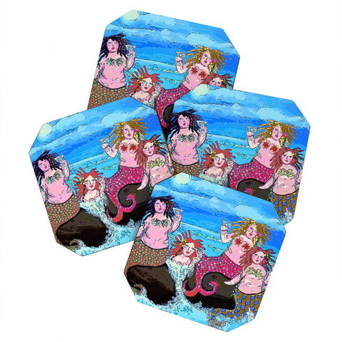 Renie Britenbucher Four Martini Mermaids Coaster Set