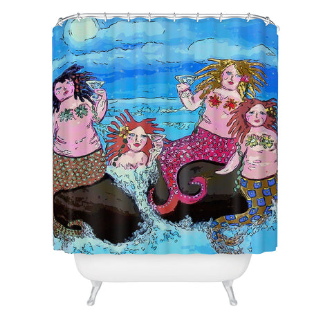 Renie Britenbucher Four Martini Mermaids Shower Curtain