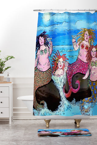 Renie Britenbucher Four Martini Mermaids Shower Curtain And Mat