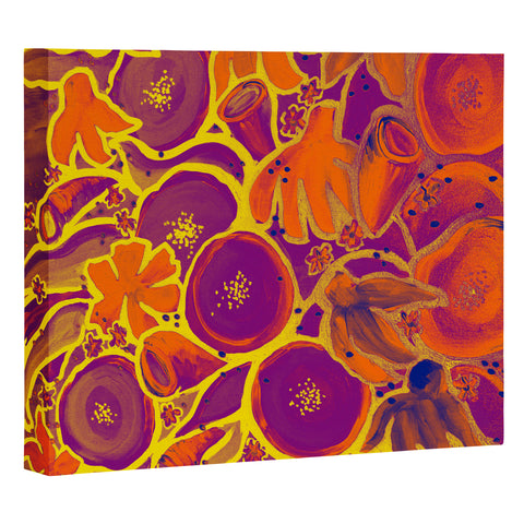Renie Britenbucher Funky Floral In Orange Art Canvas