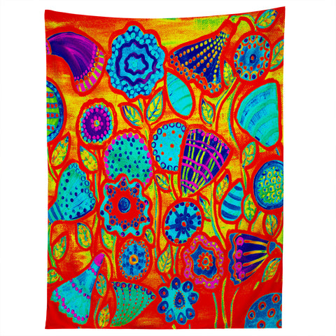 Renie Britenbucher Funky Flowers Bright Tapestry