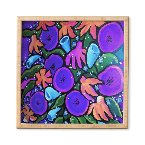 Renie Britenbucher Funky Flowers in Purple and Blue Framed Wall Art