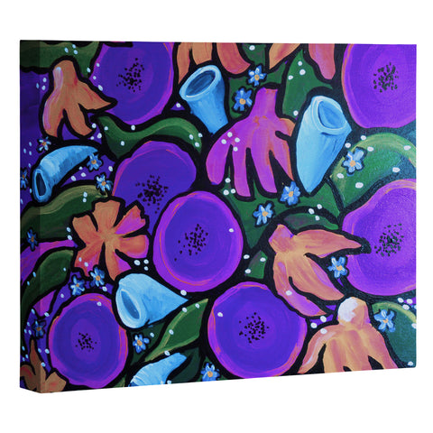 Renie Britenbucher Funky Flowers in Purple and Blue Art Canvas