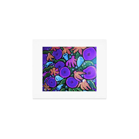 Renie Britenbucher Funky Flowers in Purple and Blue Art Print