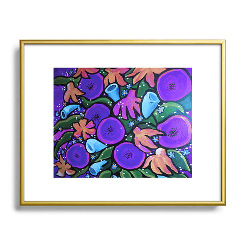 Renie Britenbucher Funky Flowers in Purple and Blue Metal Framed Art Print