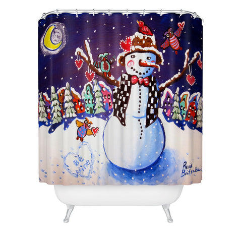Renie Britenbucher Happy Snowman Shower Curtain