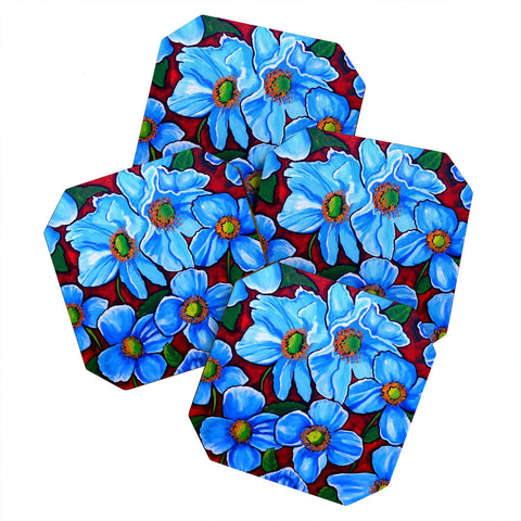 Renie Britenbucher Himalayan Blue Poppies Coaster Set