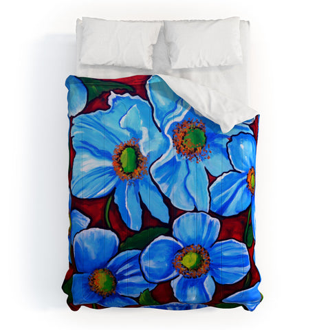 Renie Britenbucher Himalayan Blue Poppies Comforter