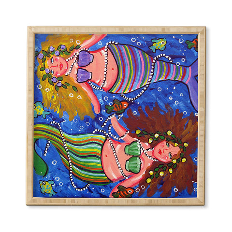 Renie Britenbucher Mermaids In Stripes Framed Wall Art