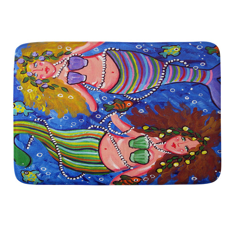 Renie Britenbucher Mermaids In Stripes Memory Foam Bath Mat
