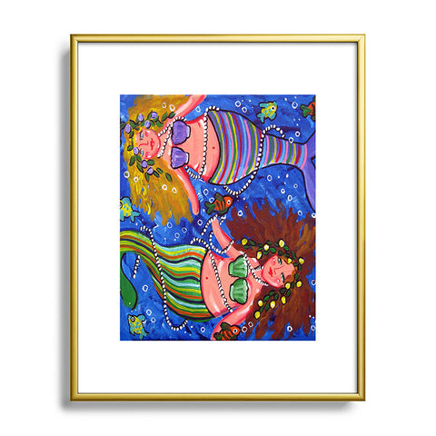 Renie Britenbucher Mermaids In Stripes Metal Framed Art Print