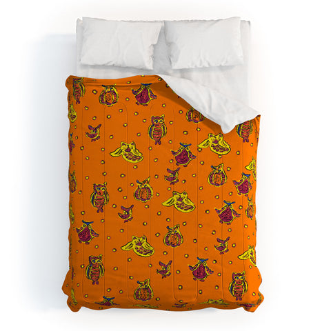 Renie Britenbucher Orange Owls Comforter