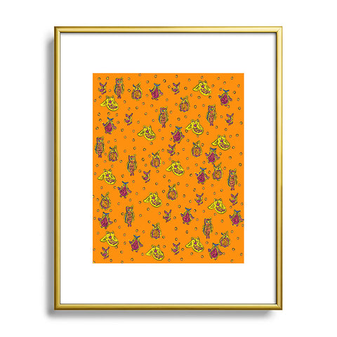 Renie Britenbucher Orange Owls Metal Framed Art Print