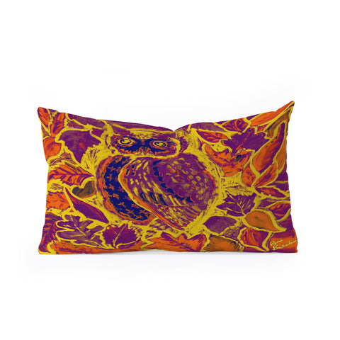 Renie Britenbucher Owl Orange Batik Oblong Throw Pillow