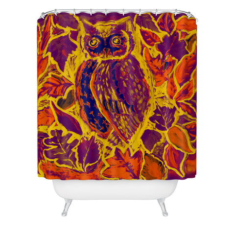 Renie Britenbucher Owl Orange Batik Shower Curtain