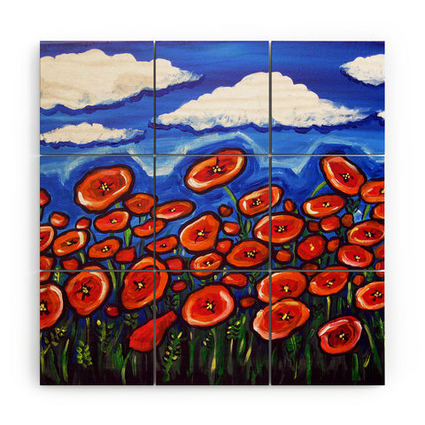 Renie Britenbucher Red Poppy Field Wood Wall Mural