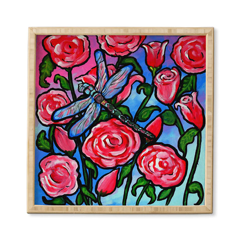 Renie Britenbucher Roses and Dragonfly Framed Wall Art