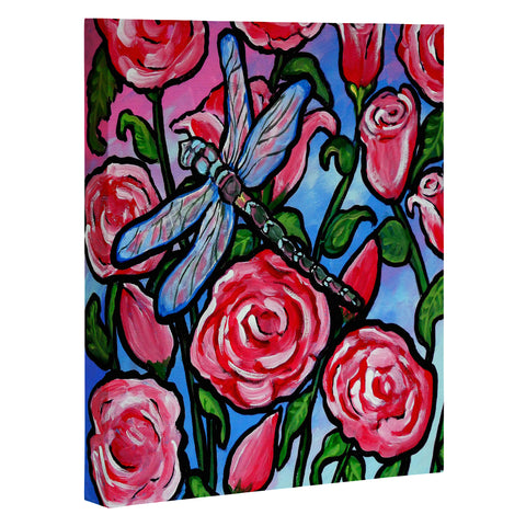 Renie Britenbucher Roses and Dragonfly Art Canvas