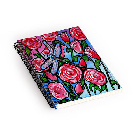 Renie Britenbucher Roses and Dragonfly Spiral Notebook